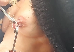 nippleringlover hot outdoor nipple dilatation extreme nipple piercings with hooks