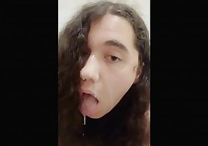 Trans girl playing with cum in get under one's bath! (-CutieSan)