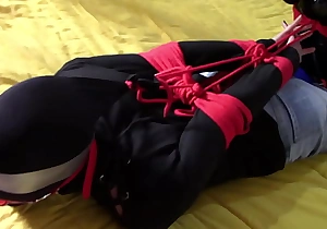 Laura is caper and hooded on snotty heels and pantyhose, 10 minutes compilation of sexy bondage