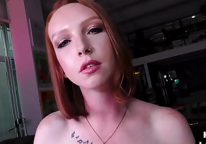 HJ redhead teen jerks POV oiled cock after self gratifying