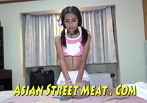 Shackled thai submissive submits for sperm and cash