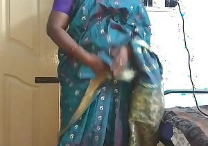 Desi indian tamil telugu kannada malayalam hindi horny cheating wife vanitha wearing blue colour saree showing big boobs and shaved pussy press hard boobs press nip rubbing pussy masturbation
