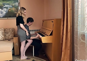 Instructor on the piano deep engulfing dick student and fucking