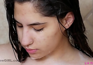Beatiful latina with perfect body in 4k foamy shower