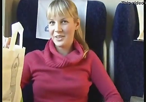 Czech streets Blonde girl in train