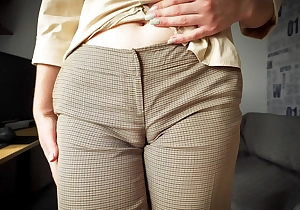 Naughty Colleague Seduces You With Her Fat Cameltoe In Trousers