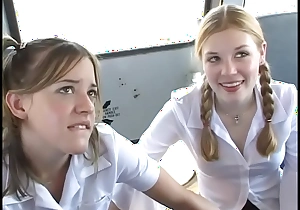 In The Schoolbus-2 cute blow and fuck . HD