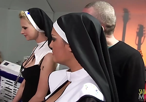 Two naughty nuns get surprised with big hard dicks