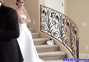 Staggering bride facialized by her photographer