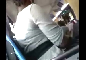 Masturbating lend girl on public motor coach